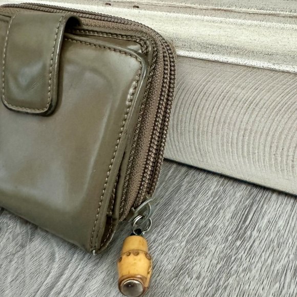 Gucci Bamboo Small Wallet Khaki Color Leather & Canvas Excellent Condition - Picture 15 of 16